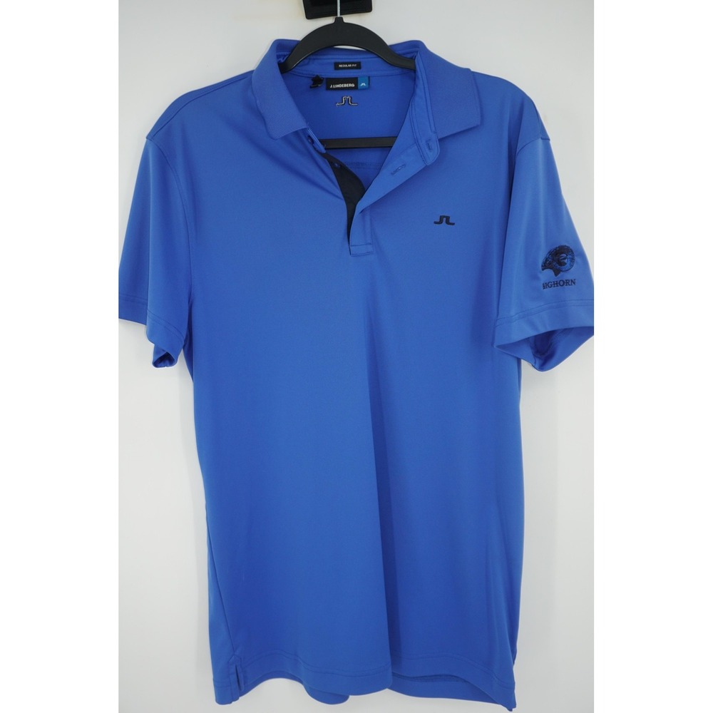J.Lindeberg Polo Shirt Blue Regular Fit TX Jersey Bighorn Golf Club Men's Large